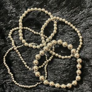 Elegant Silver Beaded Bracelet Set